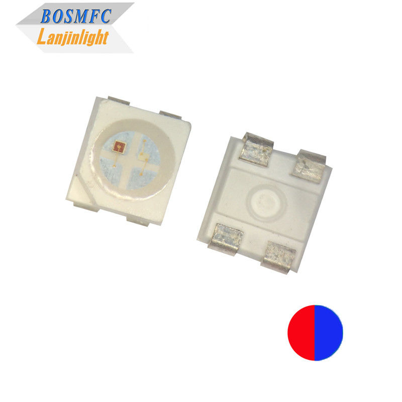 20mA Çift Renkli PLCC4 3528 SMD LED Çip 1.9mm Kalınlığı Kırmızı &amp; Mavi Renk 4 Pin