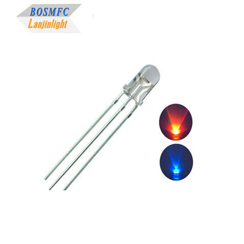 1.8V-2.4V Çift Renkli LED Diyot 5mm Delik İçinden Kırmızı Mavi Renk Yüksek Parlaklık