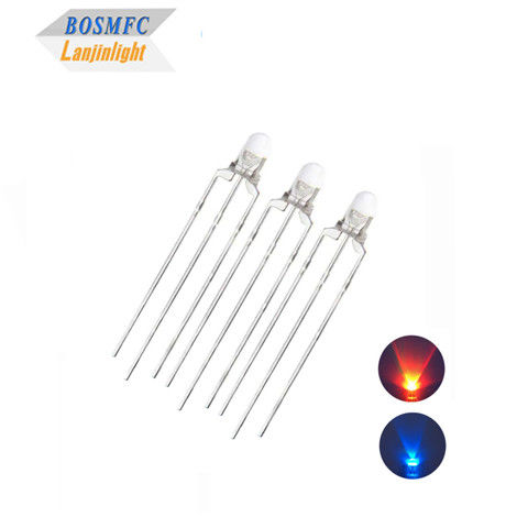 İki renkli 3mm LED Kırmızı ve mavi ortak anot ve ortak katot Çukur Çapraz LED Isı Dağınıklığı
