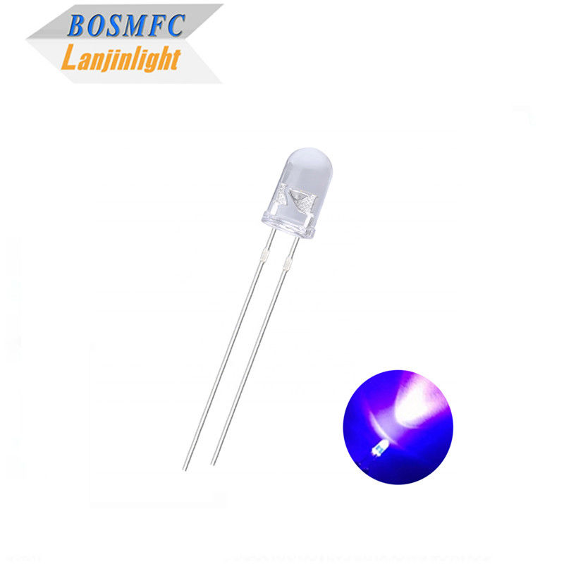 Yuvarlak Baş 5mm Ultraviyole LED 385nm 395nm UV ışık Sivrisinek Lambası için Su Açık Lens