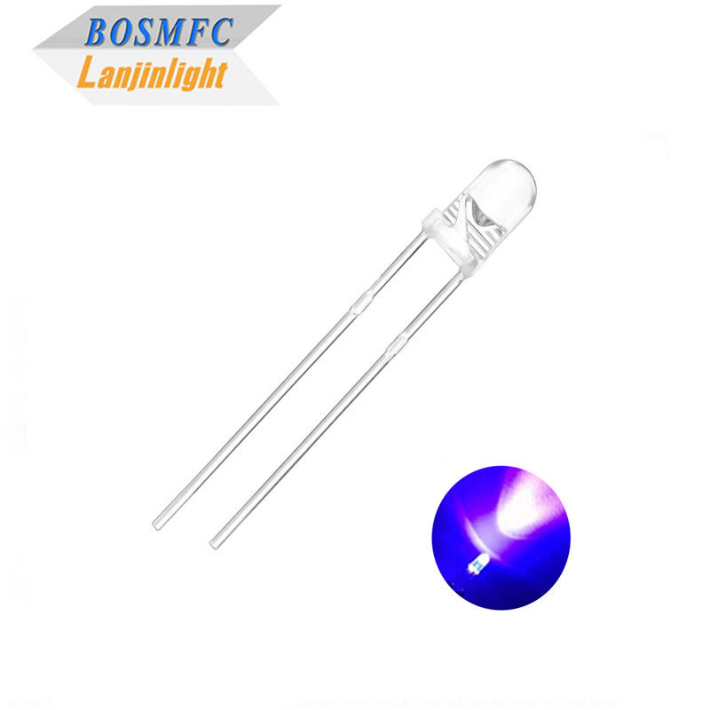 3mm F3 Dip UV LED Çip 395nm 405nm Pencere İçin Tırnak Lakı Düzeltme