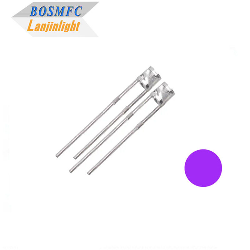 Flat Top UV LED Chip Diyot 3mm Through Hole 365nm Mücevher tespiti için