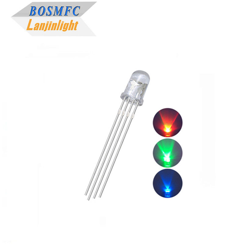 4 Pin RGB LED 5mm Through Hole 0.06W, Common Anode Su Keskin Lens F5 Tri Color LED